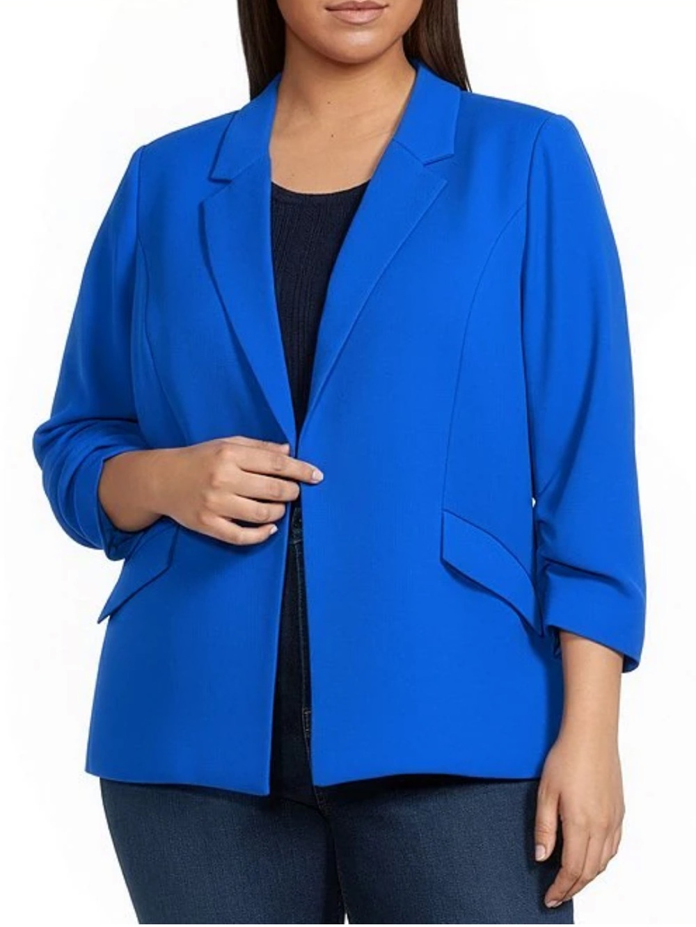 Skies Are Blue Blue Open-Front Blazer Jacket
